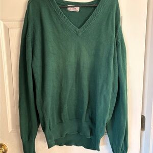 Vintage Dark Green V-Neck Sweater